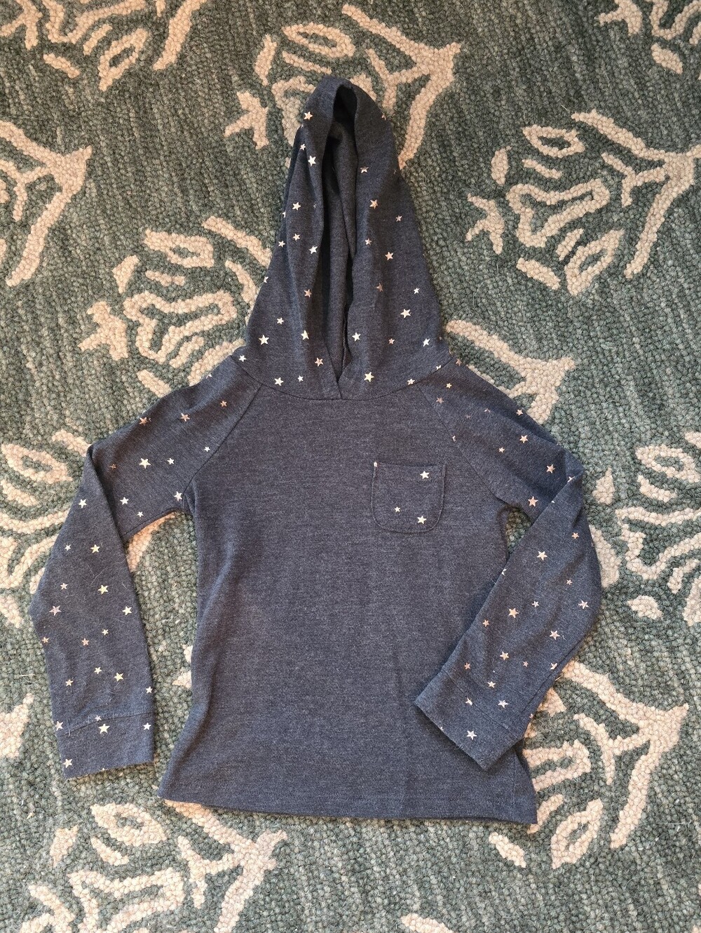Like New Osh Kosh Girls Long-Sleeve Gray Hoodie with Gold Stars - Size 4T/4A
